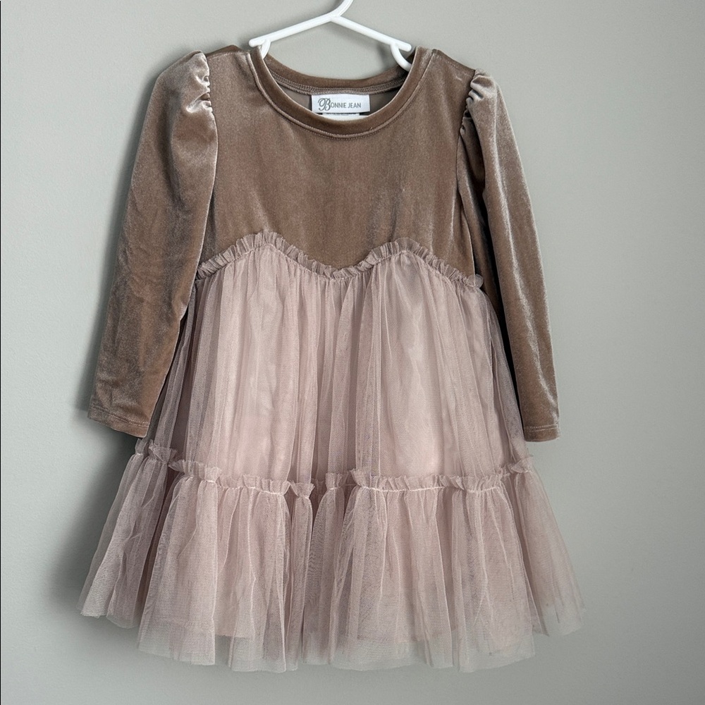 Bonnie Jean Tan Velvet Dress